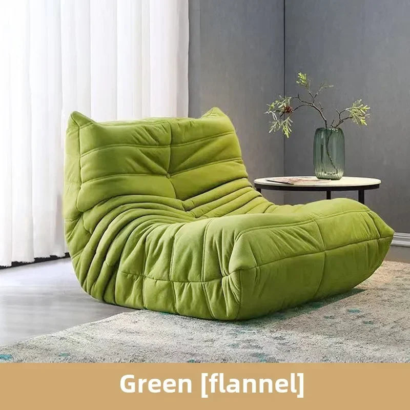 Caterpillar Lazy Sofa for Bedroom, Flannel Fabric, Small Unit Living Room, Leisure Chair, Netting Red, Modern Single Person Sofa