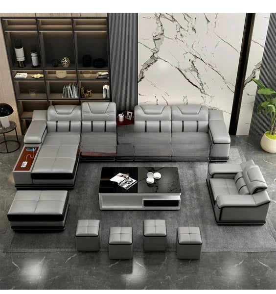 Genuine Leather Sofa Cama Leather Couch Big Sofas Sleeper Sofa Set Living Room Furniture Sofas Modernos Para Sala Sectional Sofa