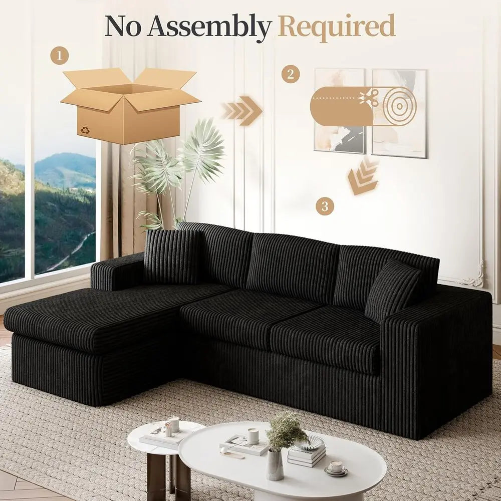 105" Boneless Couches for Living Room, Sectional Couches Modular Sofa with L-Shaped Chaise, Memory Foam Comfy Cloud，Customized