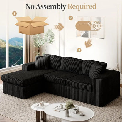 105" Boneless Couches for Living Room, Sectional Couches Modular Sofa with L-Shaped Chaise, Memory Foam Comfy Cloud，Customized