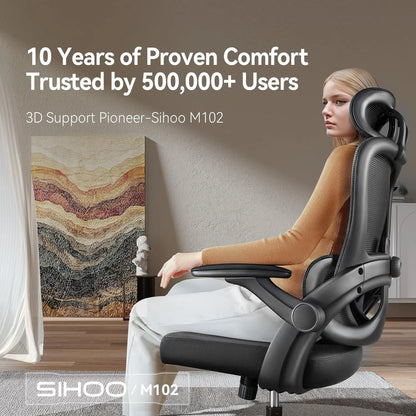 Ergonomic Office Chair with Adjustable Lumbar Support, High Back Design, 3D Armrests, and Tilt Function in Black