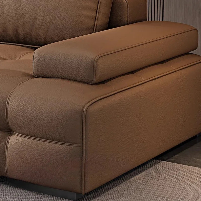 Modern Minimalist New Leather Living Room Lawrence Italian Light Luxury Straight L Shaped Sectional Lazy Soft Tatami Lounge Sofa