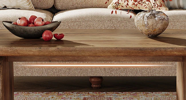 Rectangle Coffee Table,Wood Rectangular Living Room Table, Farmhouse Accent Center Low Cocktail Tea Table with Sturdy Base