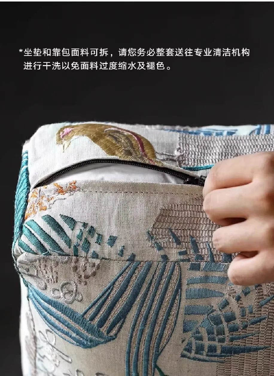 Retro Style Single Sofa Chair for Living Room with Solid Wood Frame Comfortable Lounge Seat