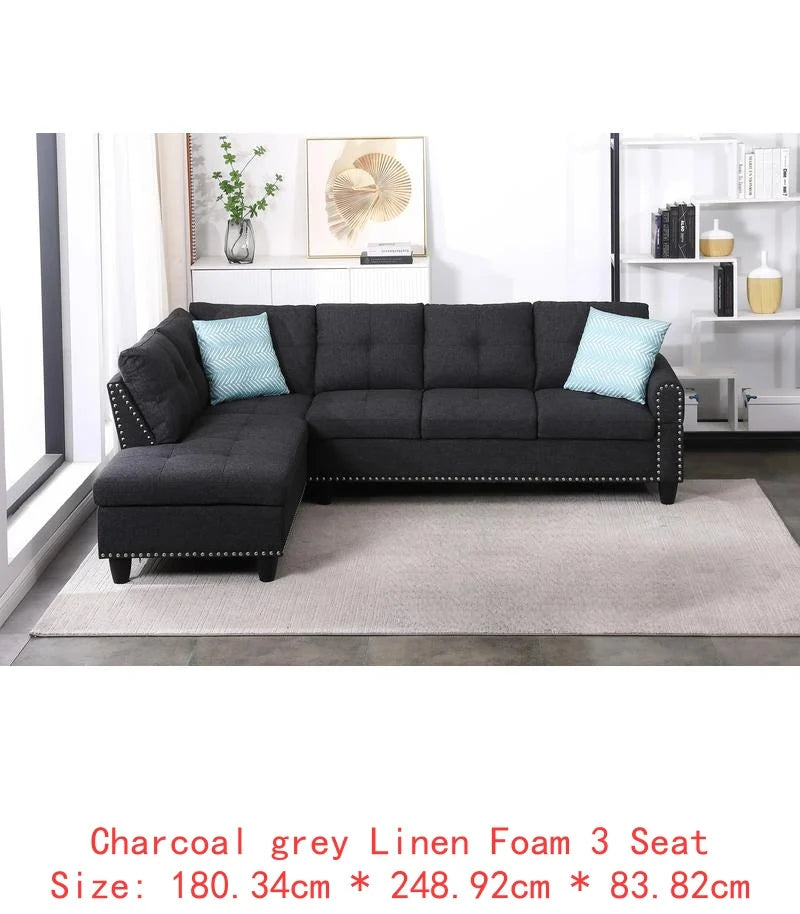 2-Piece Faux Leather Sectional Sofa - Stylish and Comfortable Living Room Furniture Set