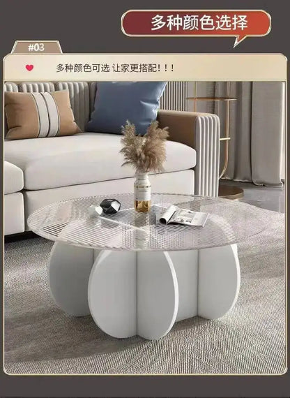 Table basse de salon ronde en verre trempé, design créatif, résistante aux hautes températures, style luxe