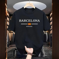 Summer fashion men's T-shirt Barcenola printed 100% cotton casual loose short-sleeved soft and breathable top T-shirt for men