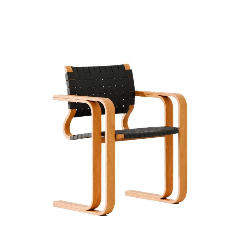Moka mocha woven chair retro solid wood designer single chair antique creative restaurant chair