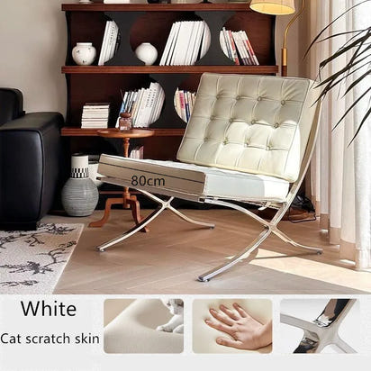 Elegant Barcelona Single Sofa Chair Oil wax skin for Living Room or Bedroom Lazy Lounge Chair Cat scratch skin Sofa Chair