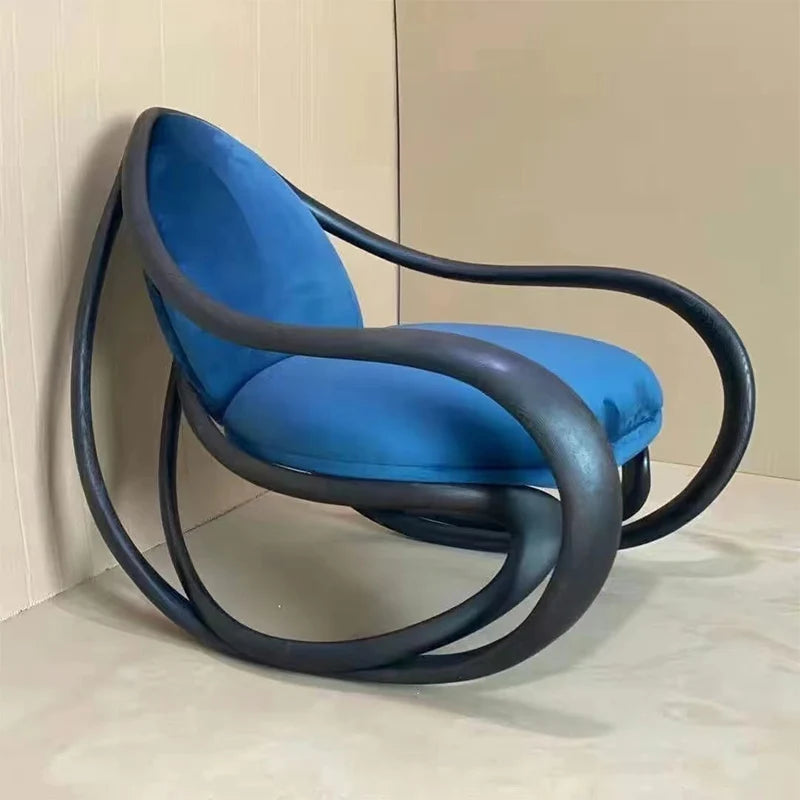 Nordic modern walnut, sofa chair, living room model house light luxury, special-shaped leisure single, fiberglass rocking chair