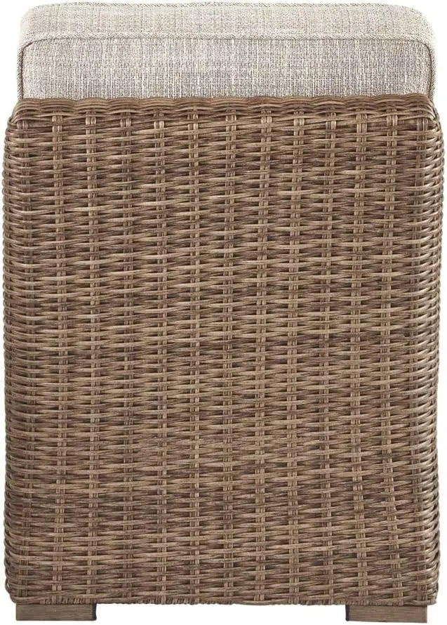 Beachcroft Patio Farmhouse Outdoor Wicker Cushioned Armless Chair