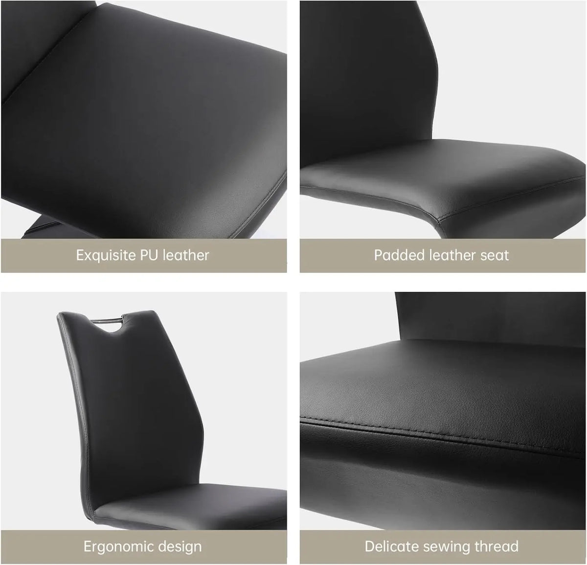 Mermaid Dining Chairs Set of 2, Modern Kitchen Dining Room Armless Upholstered Side Chairs in PU Leather Cushion Seat
