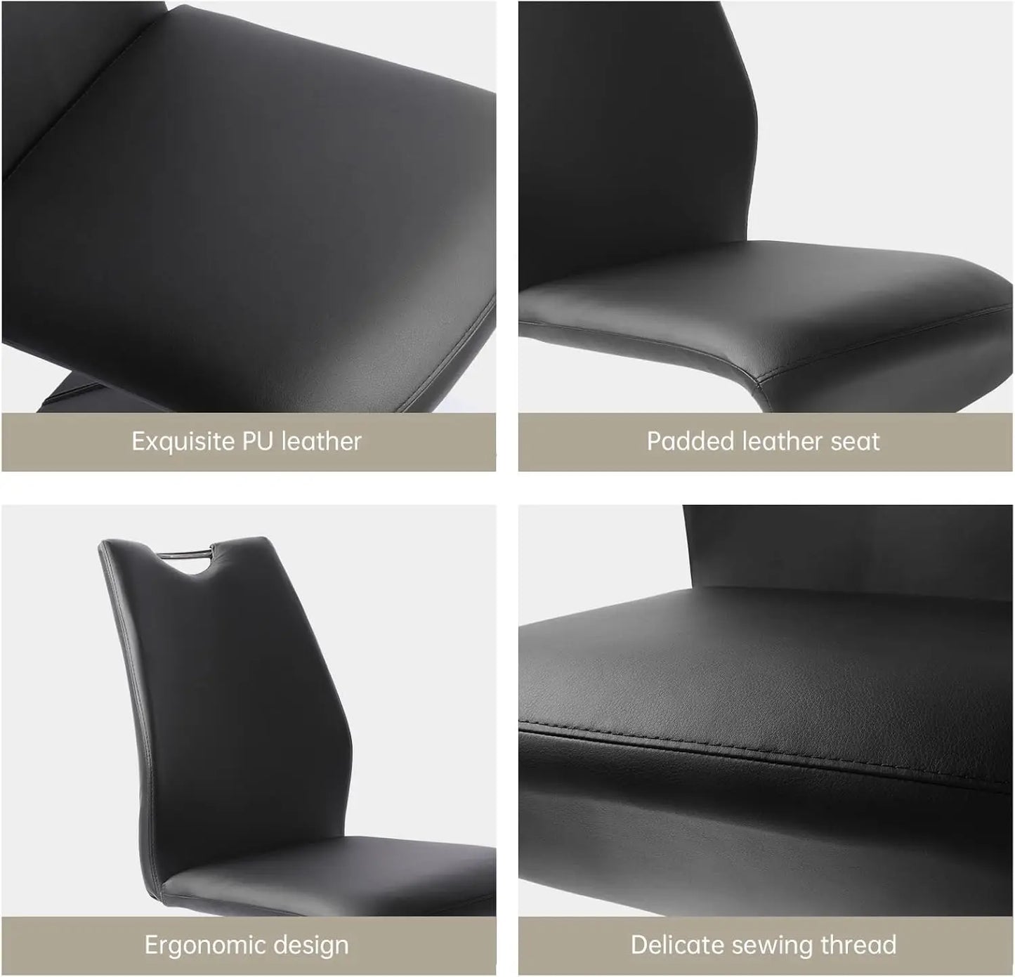 Mermaid Dining Chairs Set of 2, Modern Kitchen Dining Room Armless Upholstered Side Chairs in PU Leather Cushion Seat
