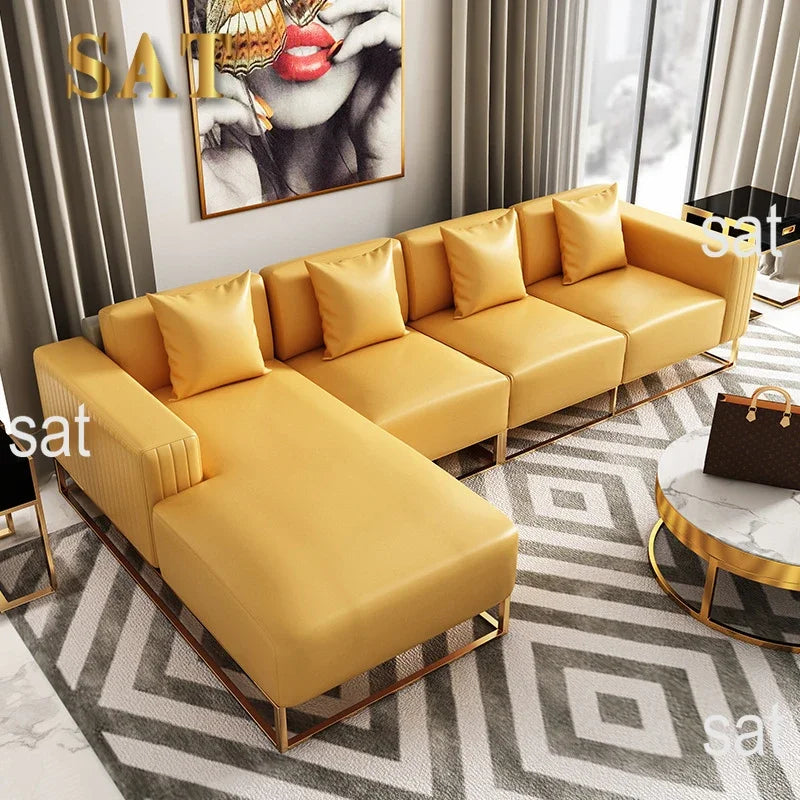 A Modern Design Corner Leather Couch Living Room Sofas Set Modular Home Furniture Sectional L Shaped Luxury Sofa