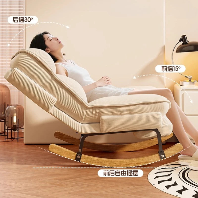 Nordic Office Recliner Chair Fluffy Lounger Comfortable Floor Recliner Chair Bedroom Rocking Chaise Lounge Hotel Furniture