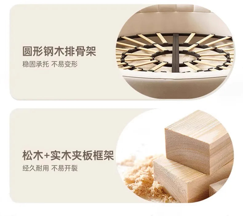 Fabric Round Bed Cream Wind Simple Double Wedding Light Luxury Adult Comfortable Bed Unusual High Quality Muebles Furniture