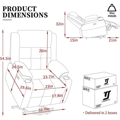 Elderly Power Lift Recliners With Heat And Massage Plush Oversized Chairs For Comfort Enhanced Fabric Recliners For Adults Home