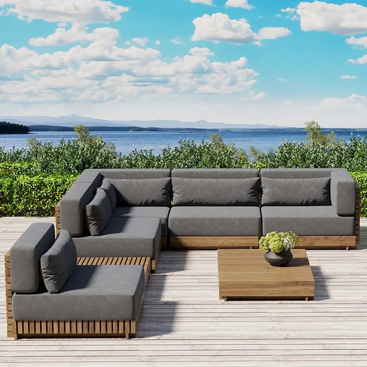 Nordic, outdoor, sofa, hotel, coffee table, outdoor, open-air, villa, solid wood, sofa, combination, courtyard, furniture