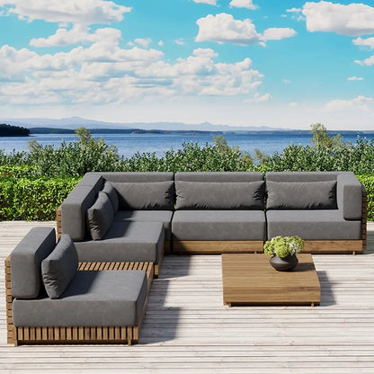 Nordic, outdoor, sofa, hotel, coffee table, outdoor, open-air, villa, solid wood, sofa, combination, courtyard, furniture