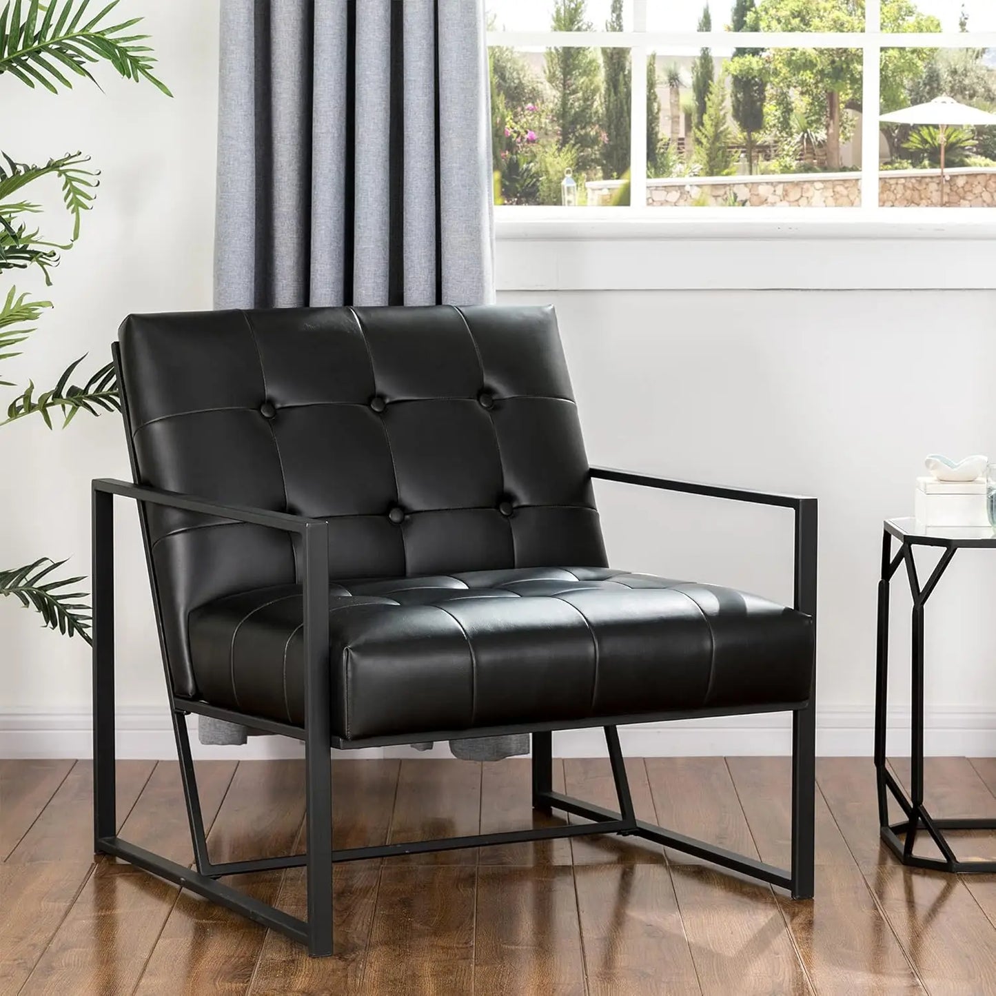 Mid Century Modern Accent Chair, Modern Living Room Chairs with Durable Metal Frame,PU Leather Cushioned, Reading, Customized
