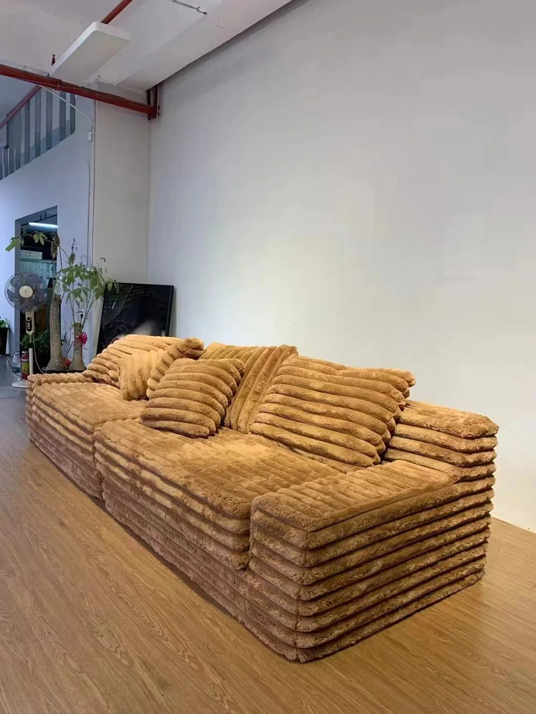Nordic-style Lazy Sofa, Thick Corduroy Cloud Design, Extra Wide Seat Depth, Vacuum Compressed Packaging Living Room Furniture