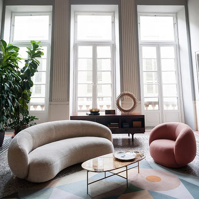 Modern design furniture sofa lounge nut circle curved sofa couch white modern sofas