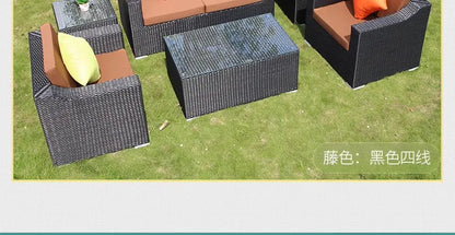 Courtyard terrace balcony three-person leisure living room sofa combination, rattan sofa