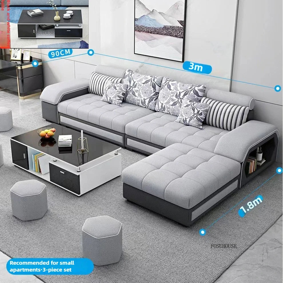 Nordic Fabric Living Room Sofas Combination Modern Apartment Single Sofas for Living Room Furniture Creative Corner Sofa v