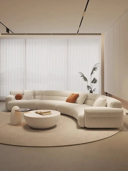 yA38 Minimalist new fan-shaped large flat-layer curved sofa custom left and right concubine lamb wool