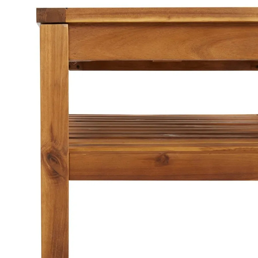 5 Piece Patio Lounge Set with Cream Cushion Solid Acacia Wood