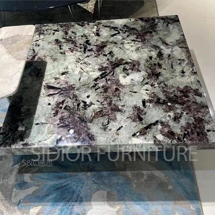 Modern Coffee Table Natural Marble Top Black Marble Coffee Table Center Table for the Living Room