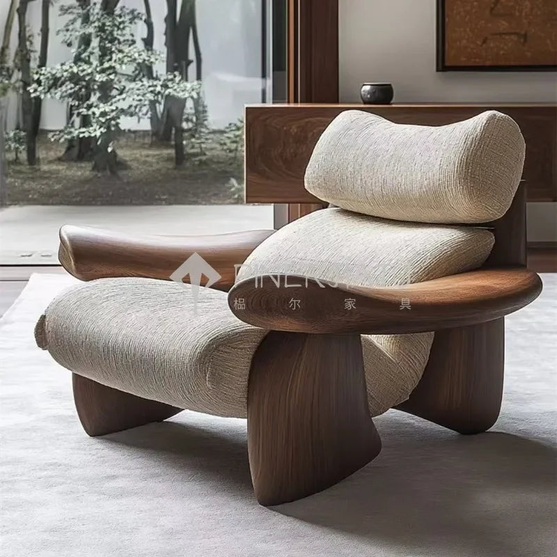 Designer Art Aesthetics Solid Wood Sofa Chair Medieval Homestay Club Sales Department Light Luxury Leisure Chair