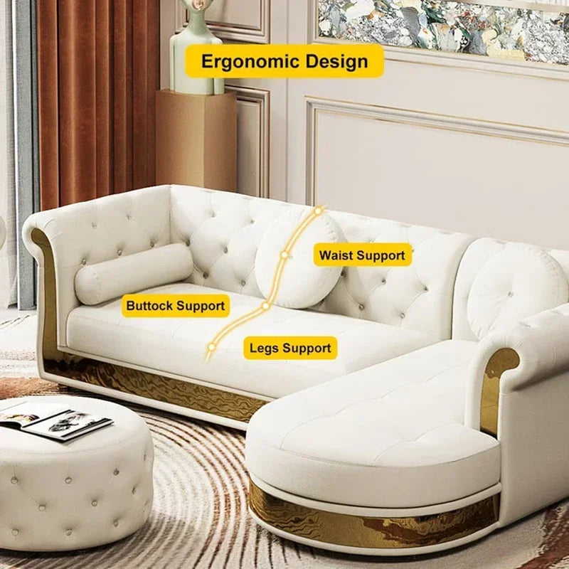 A Leather Sofa Luxury Couches L Shape Sofa Set Sectional Corner Modular Living Room Furniture sofa Set