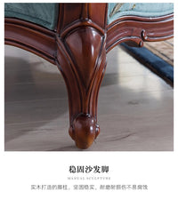 American-style all-solid wood fabric sofa combination three-person furniture set