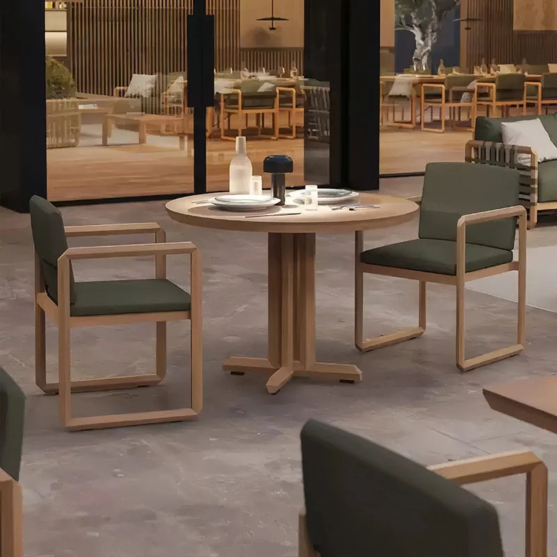 Outdoor solid wood sofa villa terrace rattan chair leisure combination furniture