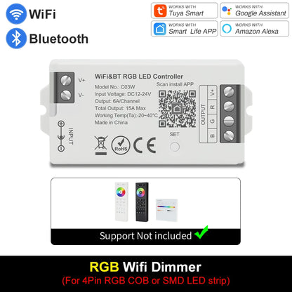 Smart LED Dimmer Tuya Wifi Zigbee DIM CCT RGB RGBW RGBCCT PWM LED Controller Support Alexa Google Home Voice Control