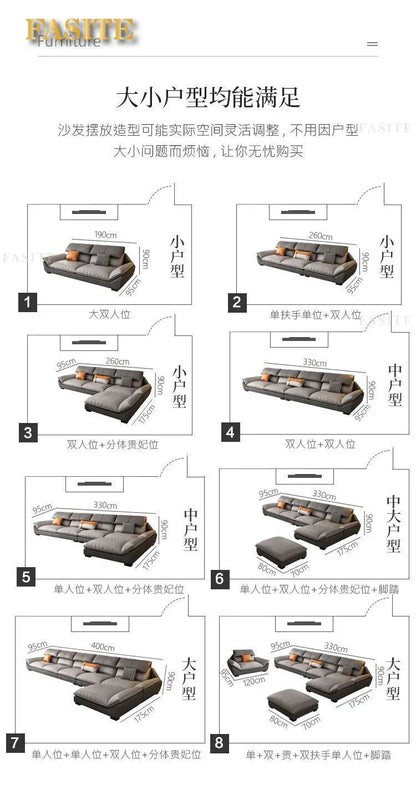 Nordic leave-in light luxury technology cloth sofa modern simple living room fabric latex minimalist sofa