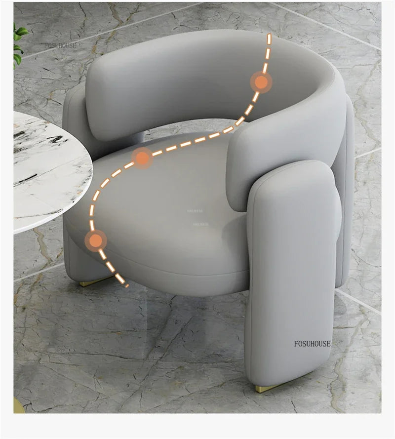 Simple Designer Flannel Backrest Living Room Chairs Light Luxury Leisure Armchair Living Room Furniture Balcony Lazy Single Sofa
