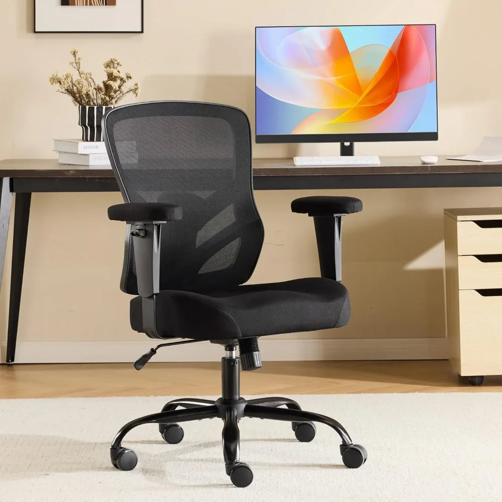 Ergonomic Office Chair with Adjustable Lumbar Support, Breathable Mesh, and Armrests for Home Office Use in Black