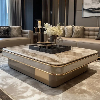 l*Light luxury large coffee table microcrystalline stone modern large apartment flat marble 2025 new