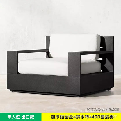 Outdoor high-end sofa villa garden courtyard hotel swimming pool leisure outdoor waterproof and sunscreen aluminum  combination