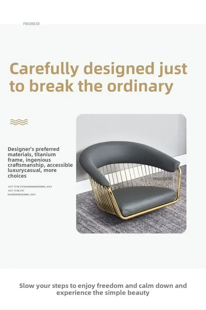 High end, stainless steel, dining chair, single sofa chair designer