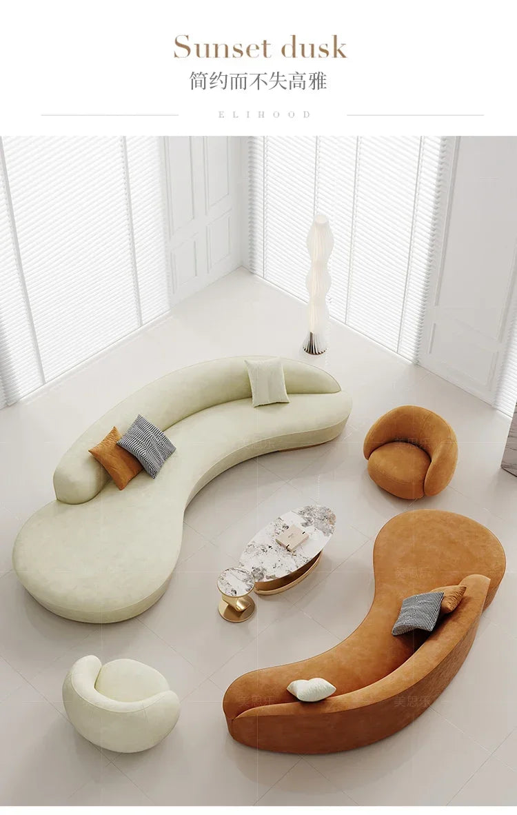 yA38 Modern simple light luxury curved fabric sofa, reception negotiation hall beauty salon semicircular combination