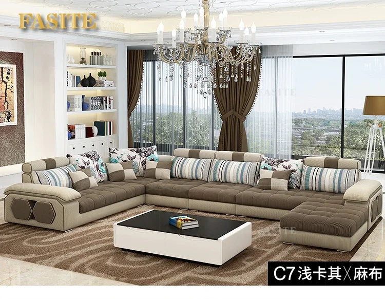 Fabric Big Sofa Set Living Room Furniture Cloth Sofa Modernos Para Sala Sectional Sofa U Shape Corner Couch Grandes Salon
