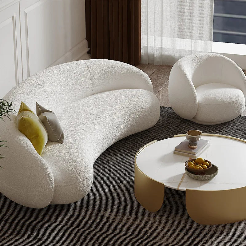 Nordic light luxury living room sofa coffee table combination beauty salon clothing store reception sofa chair small snail sofa