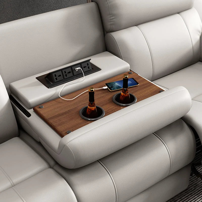 Modern 3 Seater Electric Reclining Sectional Sofa High Quality Leather Living Room Set