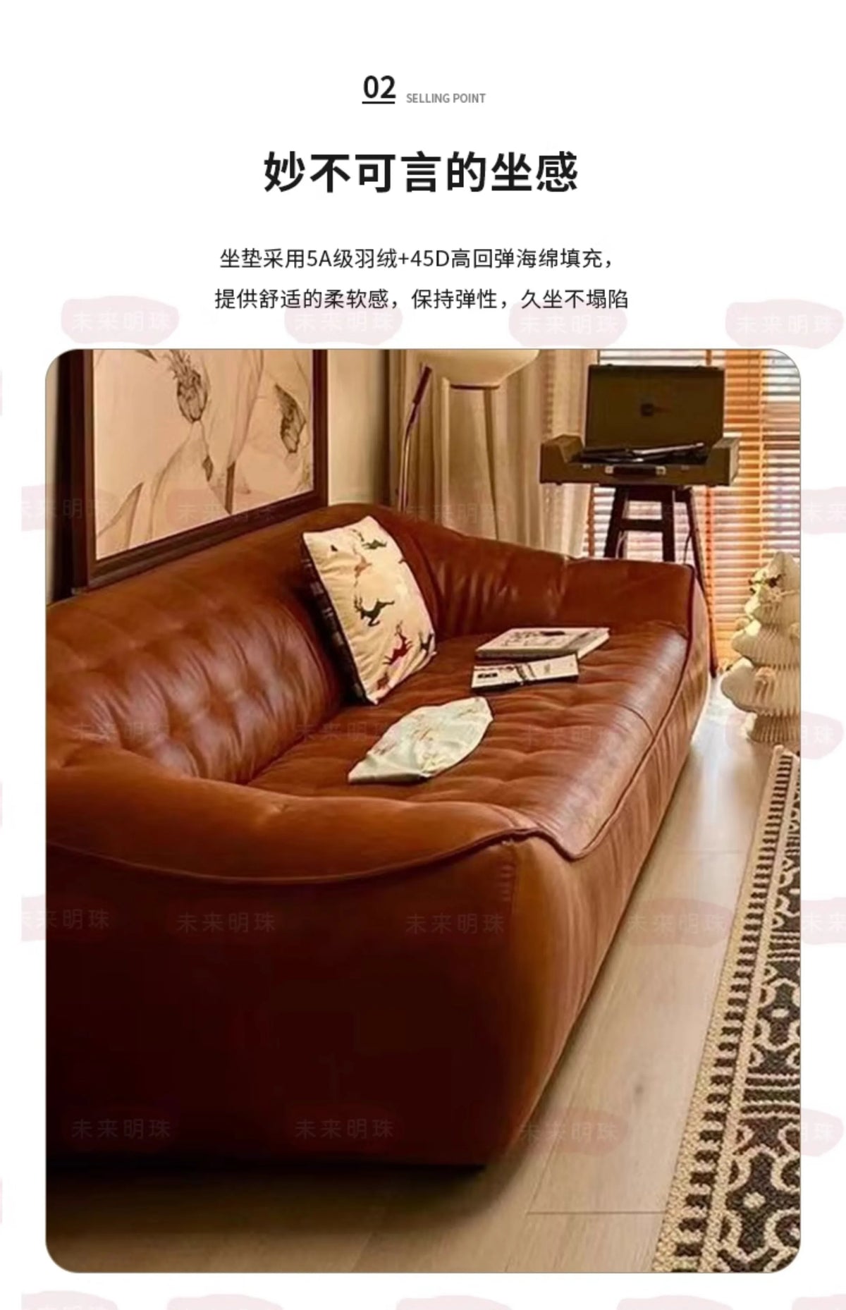 Oil Wax Leather French Retro Small Apartment Straight Row Leather Sofa Living Room Sofa