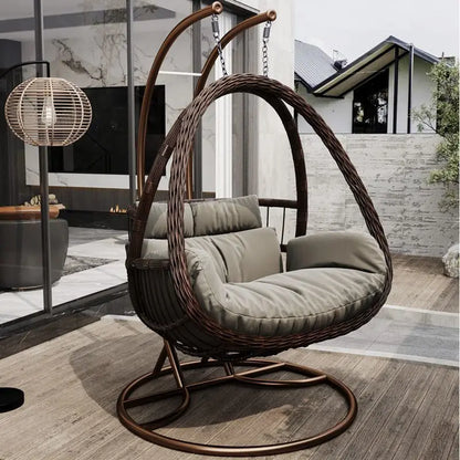 Egg Outdoor Rattan Swing Pod Garden Double Seater Patio Price Round Basket Indoor Hot Sell Wicker Shaped Swinging Hanging Chair