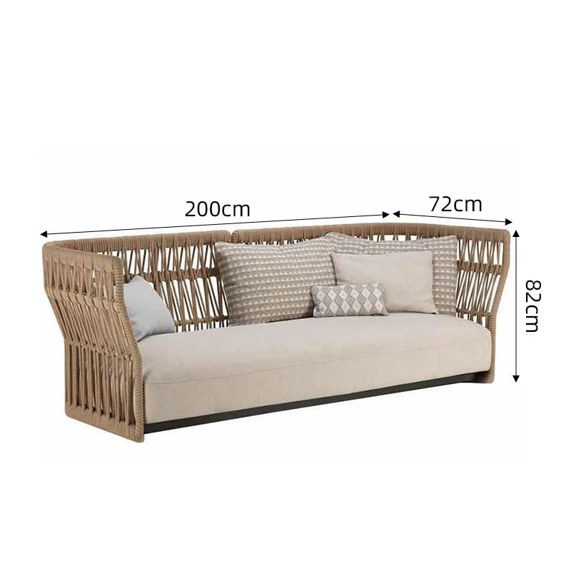 Outdoor Sofa Courtyard Rattan Terrace Garden Living Room Waterproof Leisure Rattan Chair Coffee Table Combination Balcony Villa