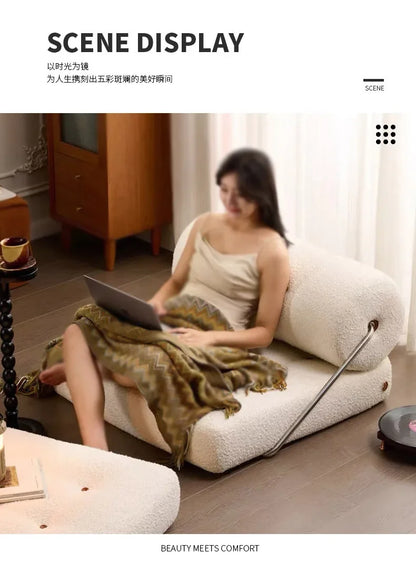 Convertible Folding Fabric Sofa Chair Bed with Reclining Backrest